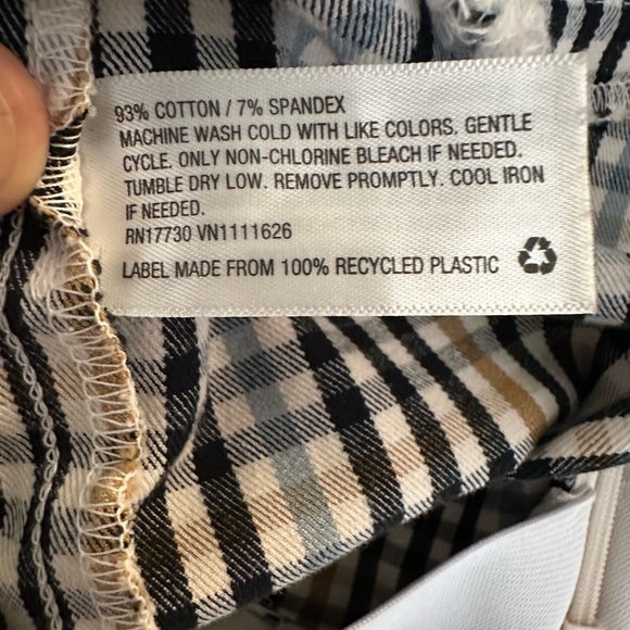 A New Day Checked Blue Tan White Pull On Pants Classic Casual Career Size 4 - Picture 6 of 6